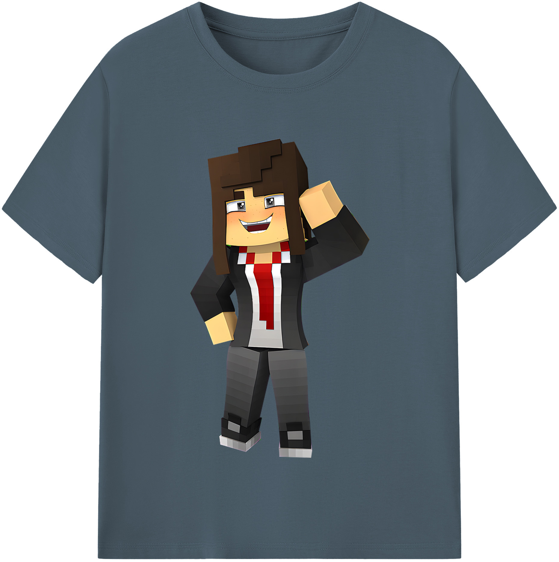 （画像用） マインクラフト ブロックの世界 Minecraft MC Block world 綿100％半袖Tシャツ（フロントプリント）
